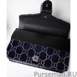 Inspired Dionysus GG velvet small shoulder bag 400249 Dark Blue