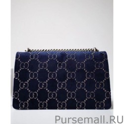 Inspired Dionysus GG velvet small shoulder bag 400249 Dark Blue