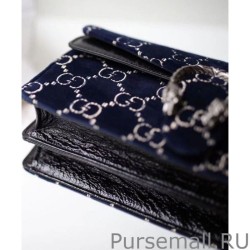 Inspired Dionysus GG velvet small shoulder bag 400249 Dark Blue