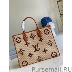 1:1 Mirror OnTheGo MM Bag In Raffia With Brown M57707