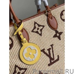 1:1 Mirror OnTheGo MM Bag In Raffia With Brown M57707