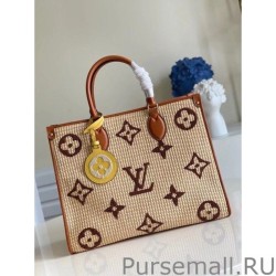 1:1 Mirror OnTheGo MM Bag In Raffia With Brown M57707