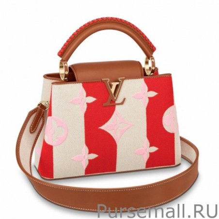 Designer Capucines BB Bag In Striped Canvas M57734